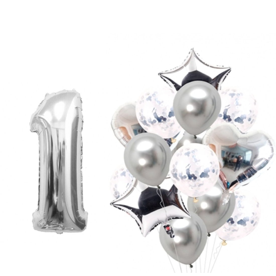 BOUQUET GLOBOS + UN NÚMERO PLATEADO