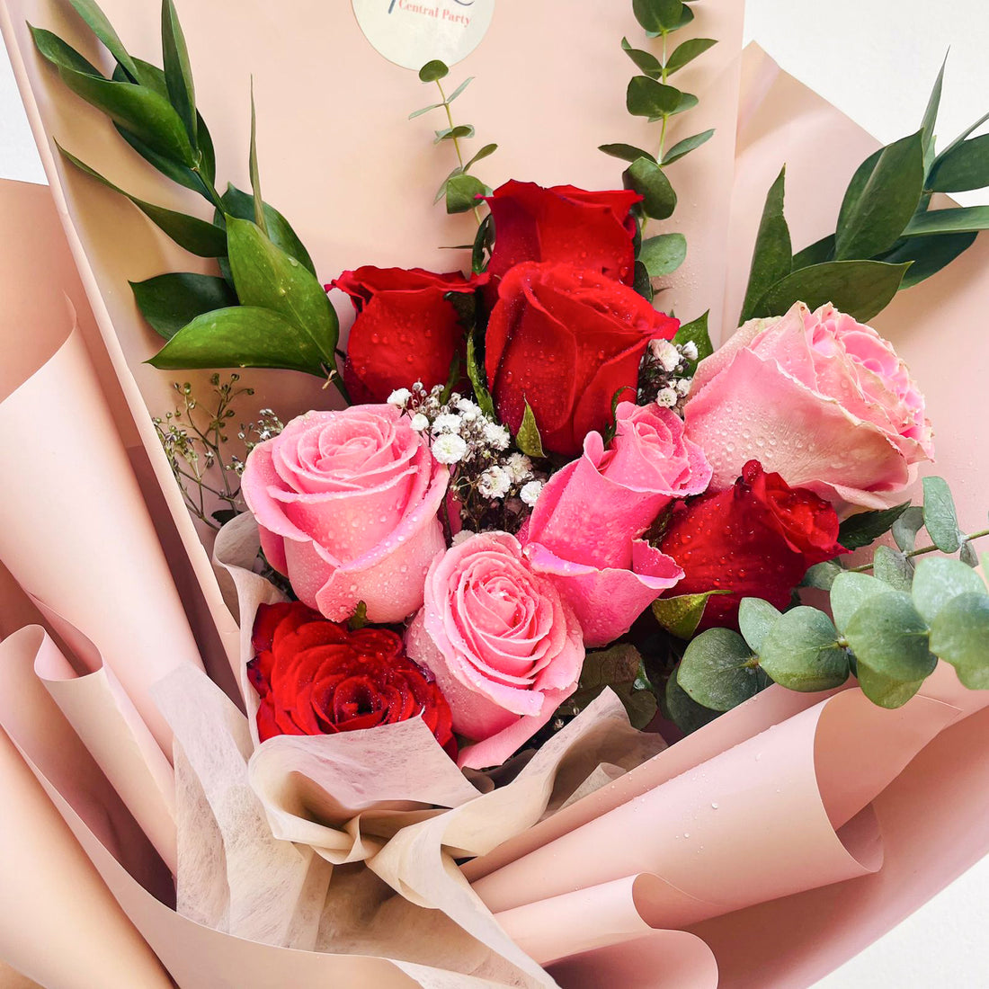 Ramo Dúo Rosas Rojas y Rosadas