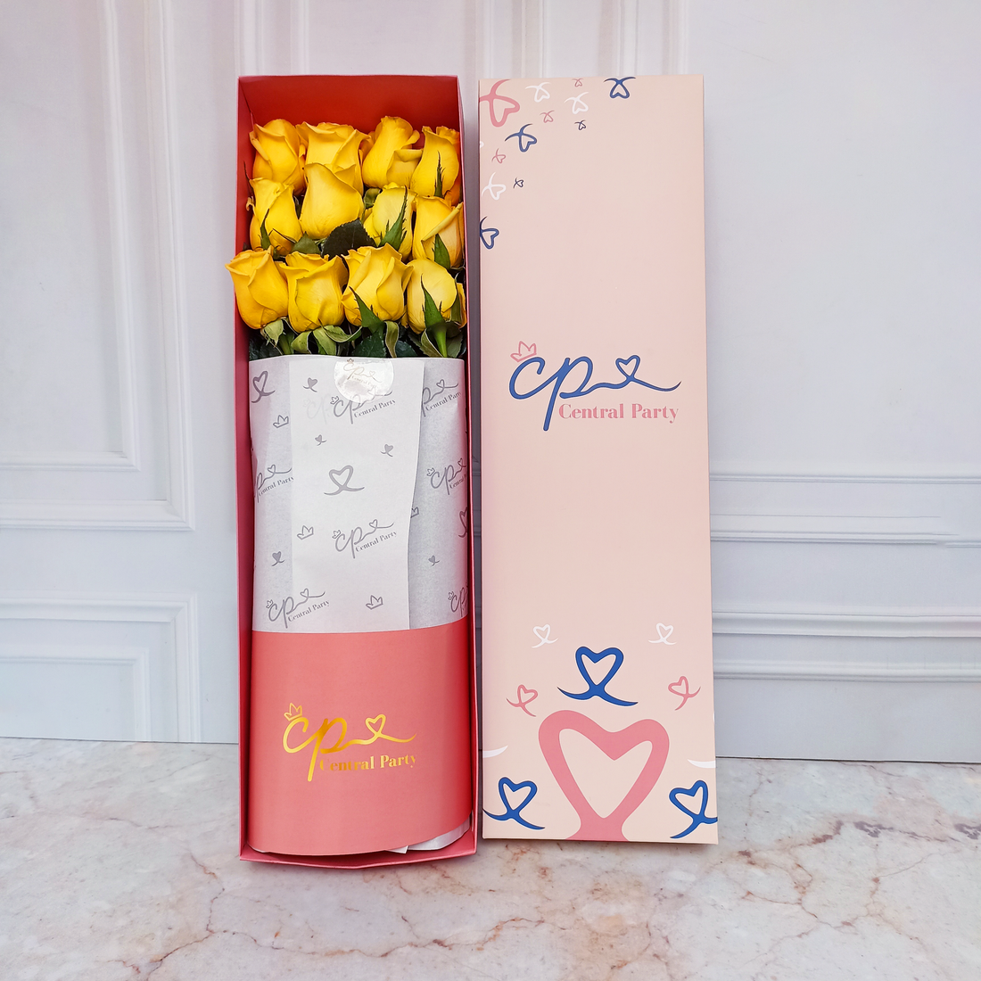 Caja de 12 rosas amarillas