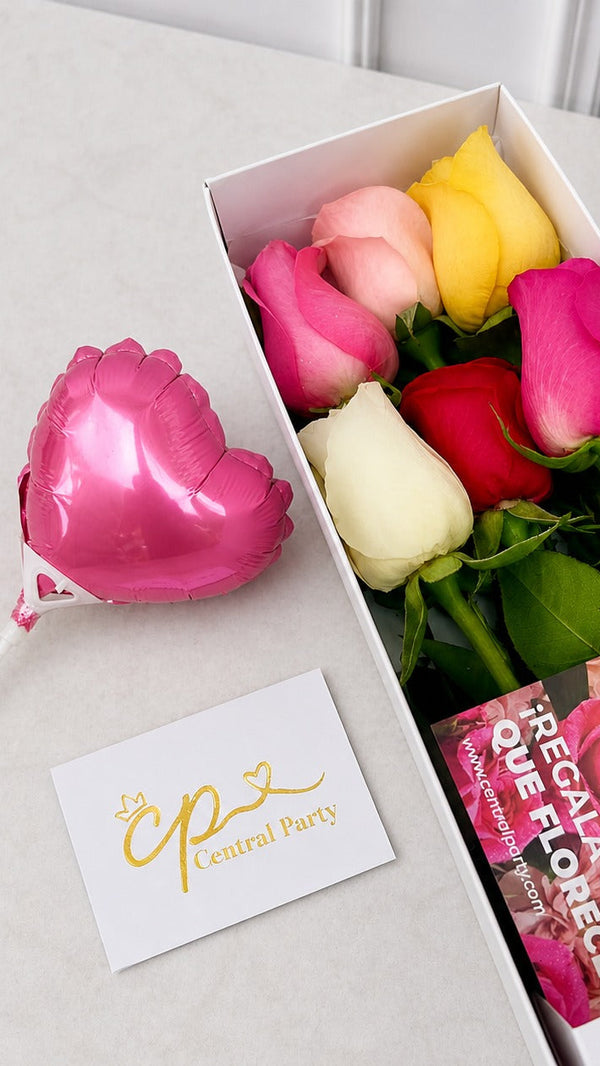Caja de 6 Rosas Colores