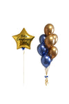 Bouquet Globos Dorados y Azules