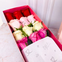 Caja de 12 Rosas Colores