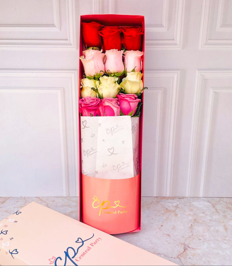 Caja de 12 Rosas Colores