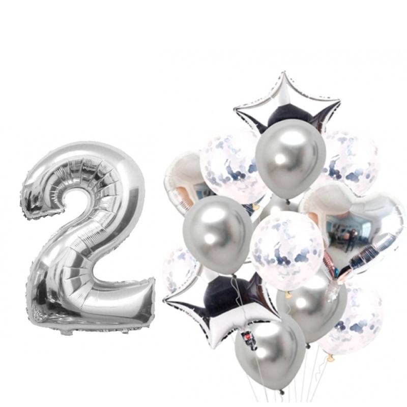 BOUQUET GLOBOS + UN NÚMERO PLATEADO