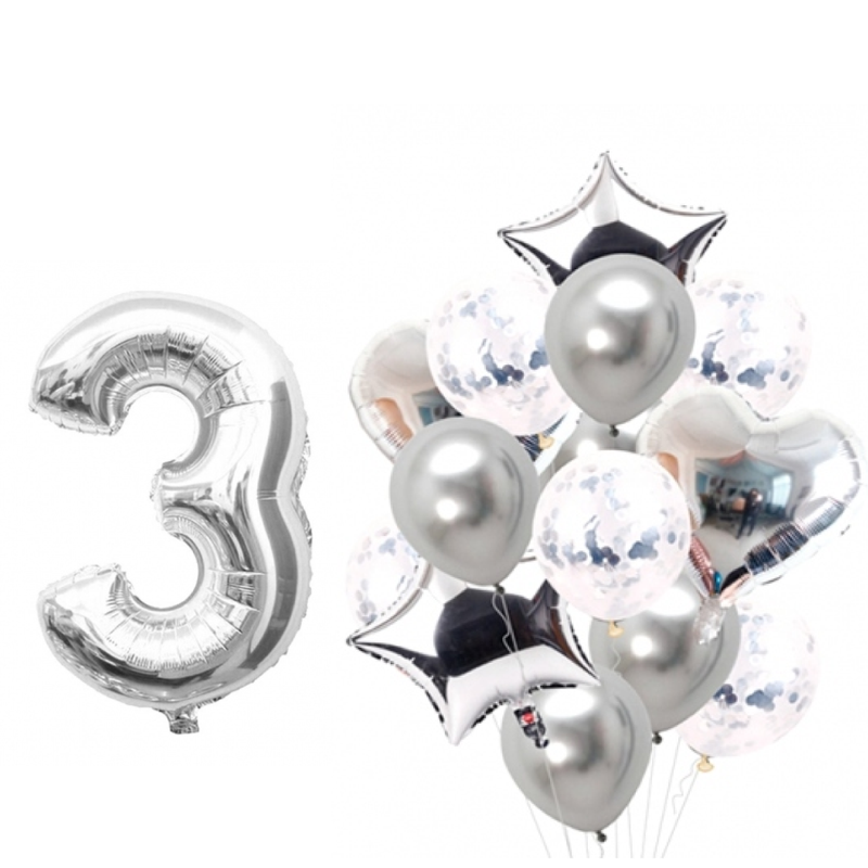BOUQUET GLOBOS + UN NÚMERO PLATEADO
