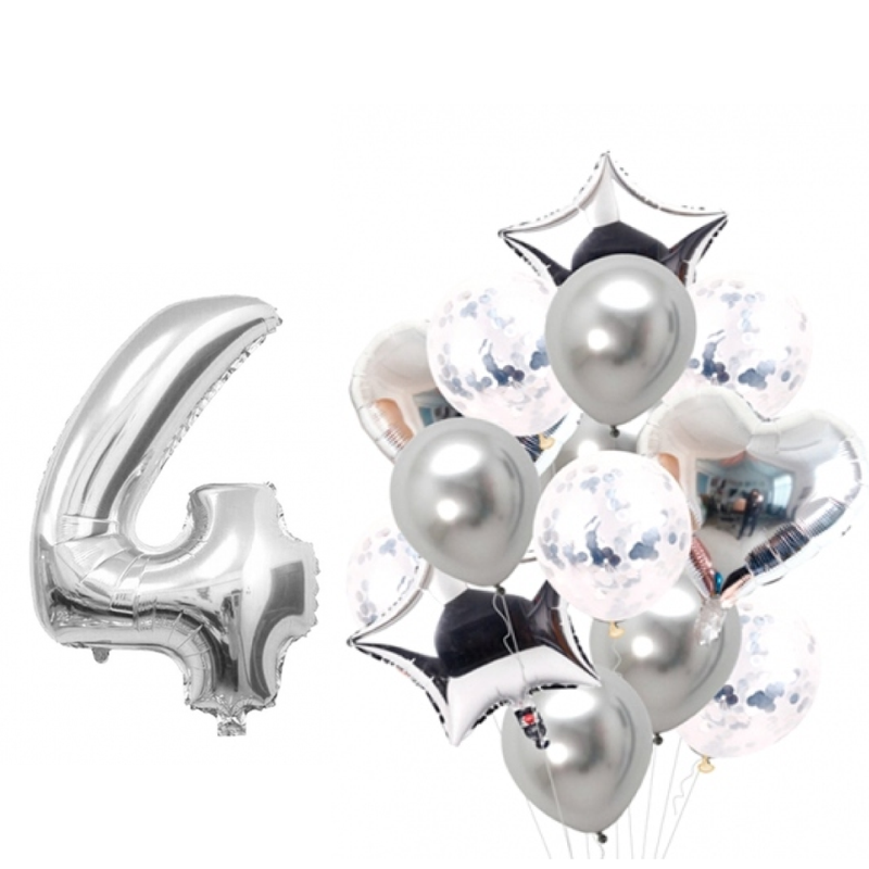 BOUQUET GLOBOS + UN NÚMERO PLATEADO