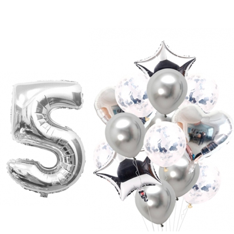 BOUQUET GLOBOS + UN NÚMERO PLATEADO