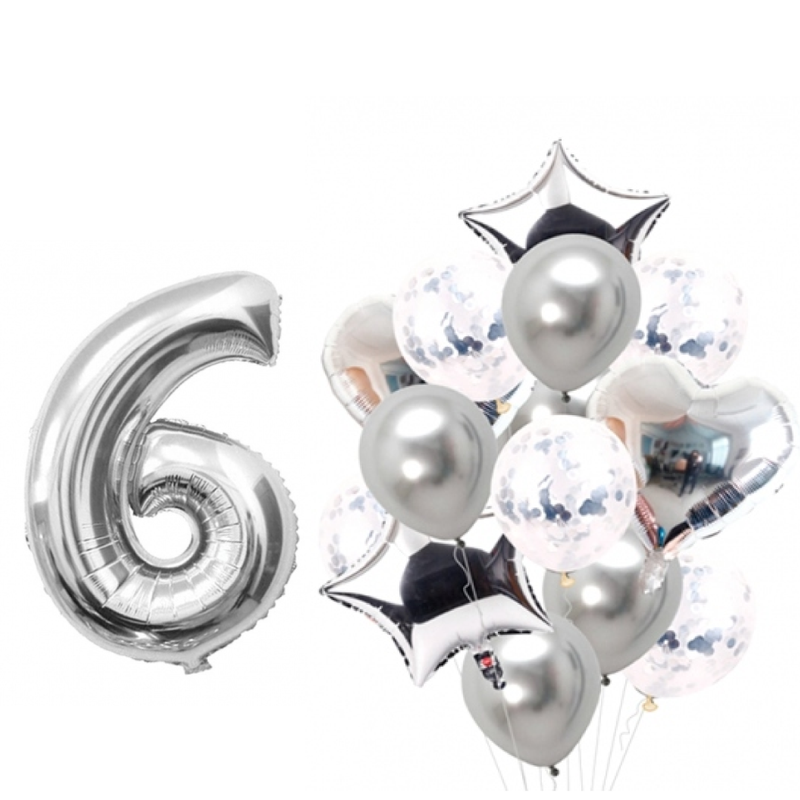 BOUQUET GLOBOS + UN NÚMERO PLATEADO