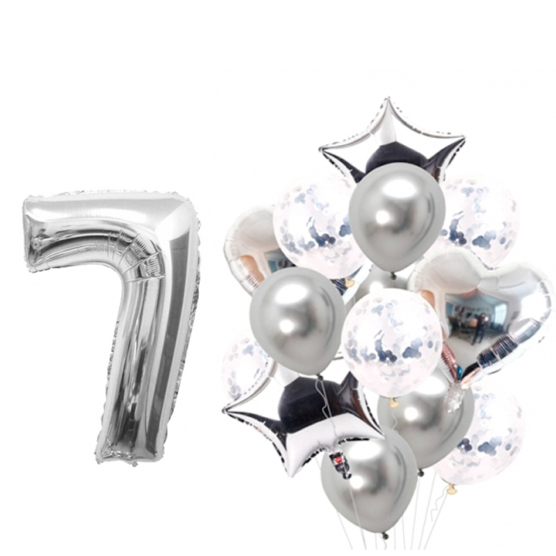 BOUQUET GLOBOS + UN NÚMERO PLATEADO
