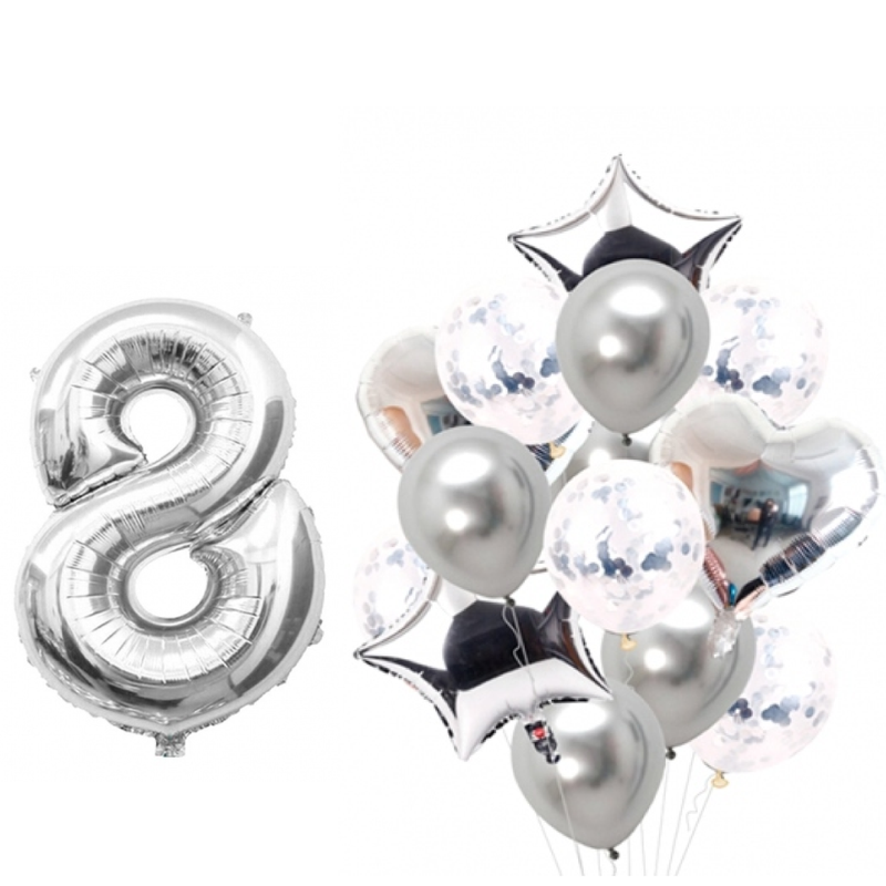 BOUQUET GLOBOS + UN NÚMERO PLATEADO