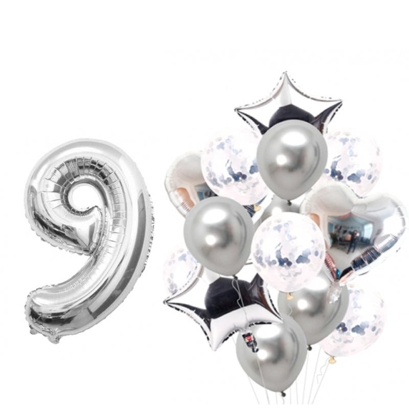BOUQUET GLOBOS + UN NÚMERO PLATEADO