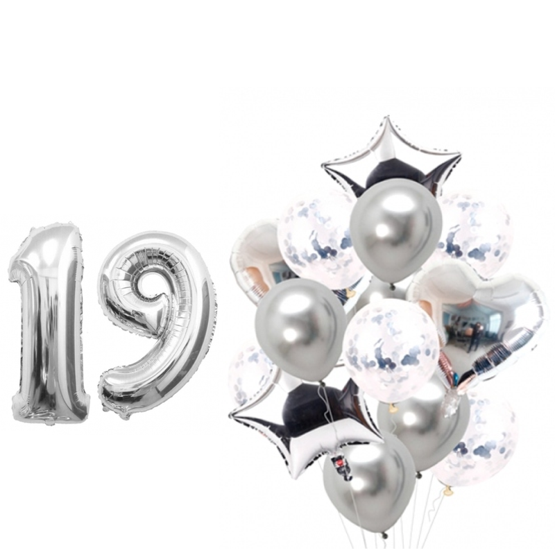 BOUQUET GLOBOS + DOS NÚMEROS PLATEADOS