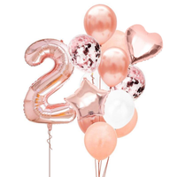 BOUQUET GLOBOS + UN NÚMERO GOLD ROSE