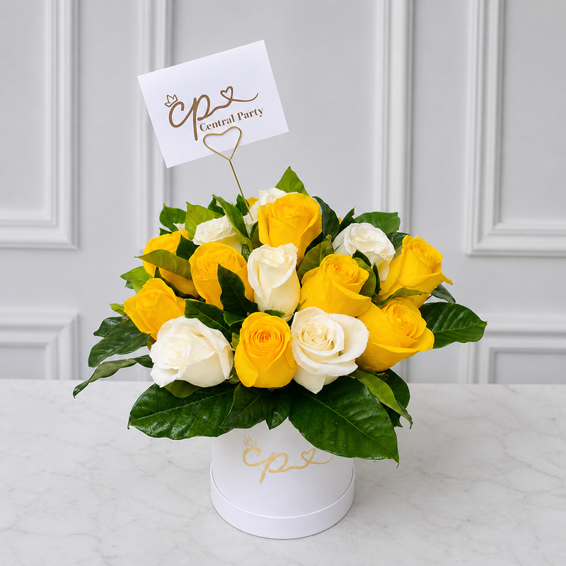 Box 24 Rosas blancas & amarillas