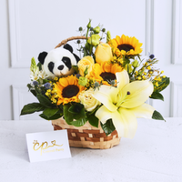 Canasta Lirio Blanco y Girasoles