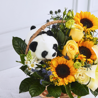 Canasta Lirio Blanco y Girasoles