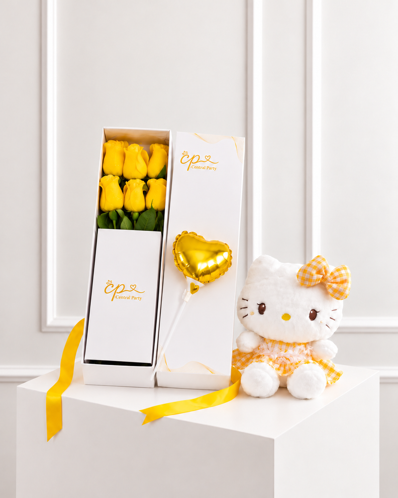 Pack Caja 6 Rosas Hello Kitty