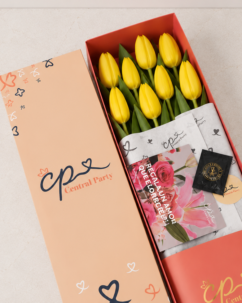 Caja 10 tulipanes Amarillos