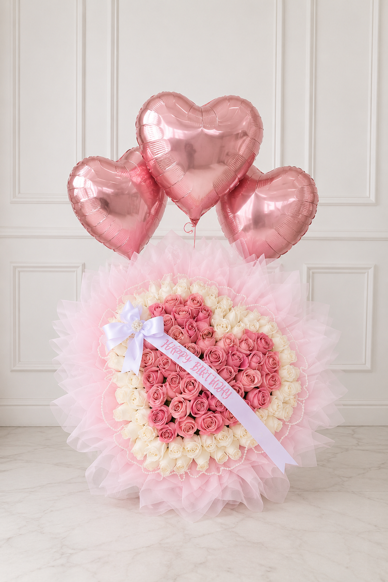 Buchón Corazón 100 Rosas BRIDE
