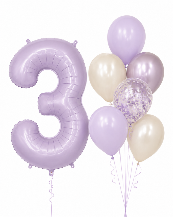 Bouquet Globos Lila Pastel