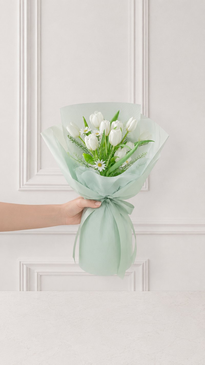 Ramo 9 Tulipanes Blancos