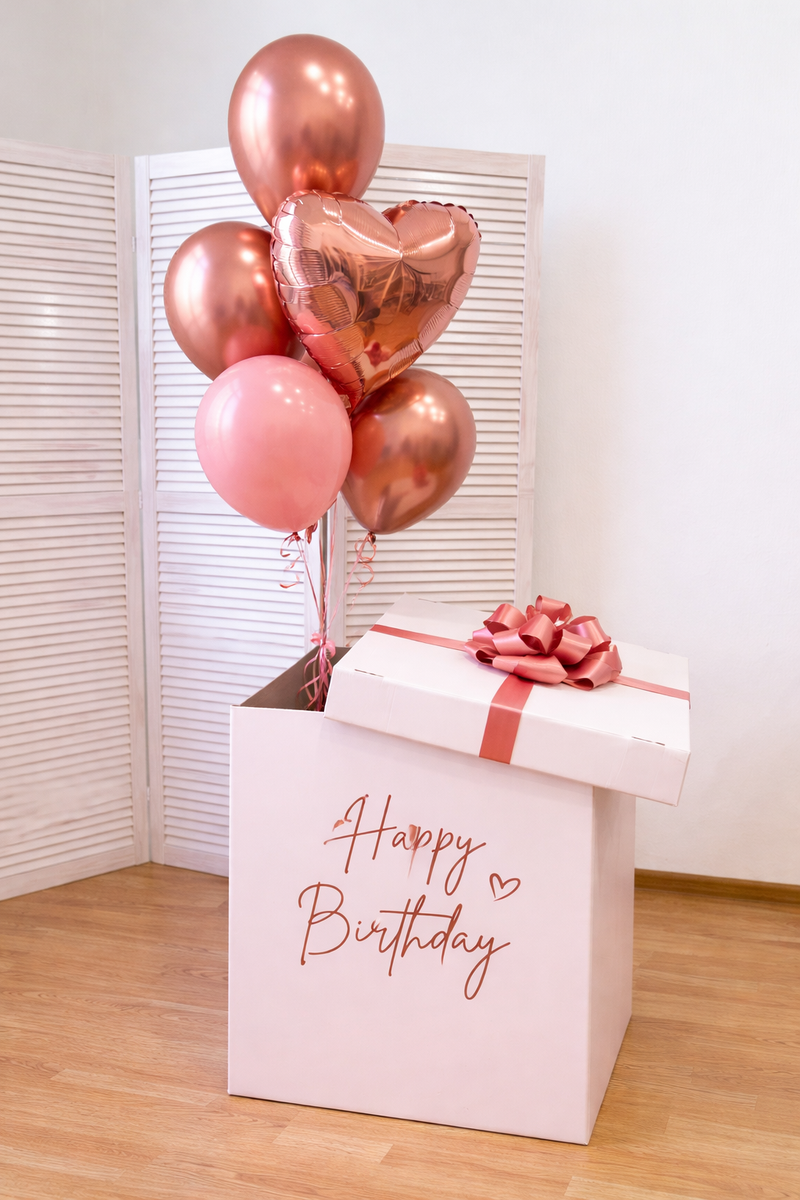 Caja Sorpresa Feliz Cumpleaños Rosado