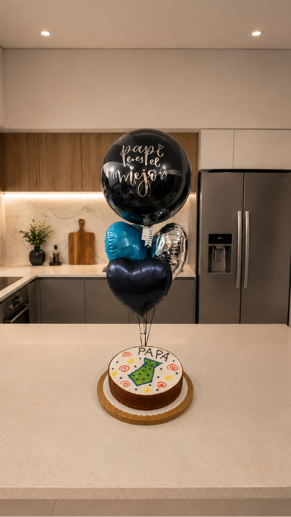 Pack Naked Cake + Bouquet Globos Azul