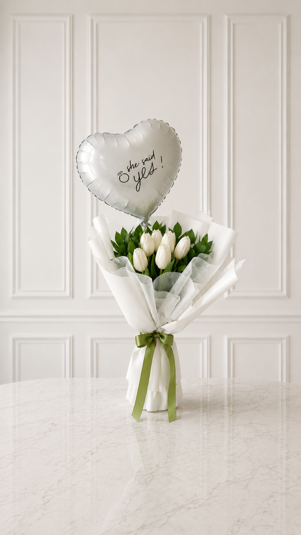 Ramo 5 Tulipanes Blancos Bride