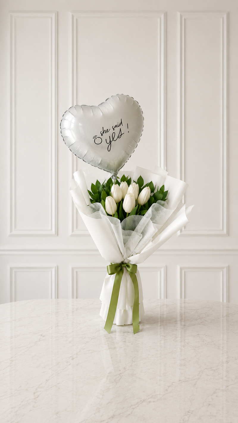 Ramo 5 Tulipanes Blancos Bride