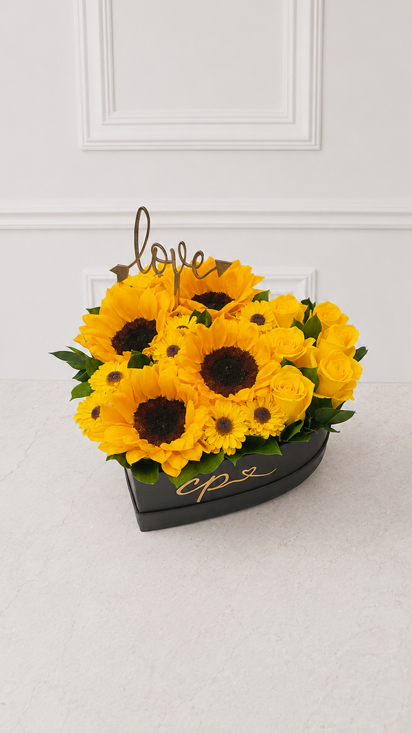 Box Girasoles & Rosas Corazón