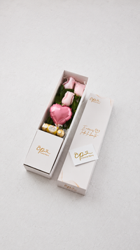Caja de 3 Rosas Rosadas y chocolates
