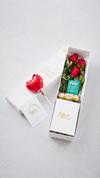 Caja de 3 Rosas Rojas y chocolates