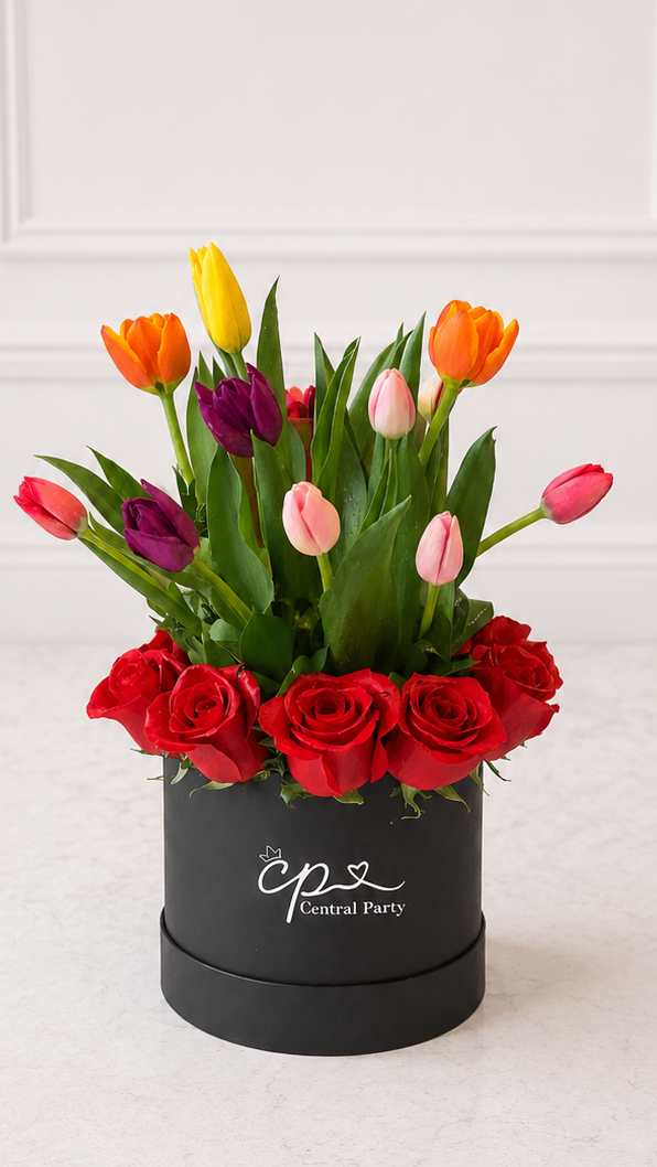 Box Premium Tulipanes y Rosas