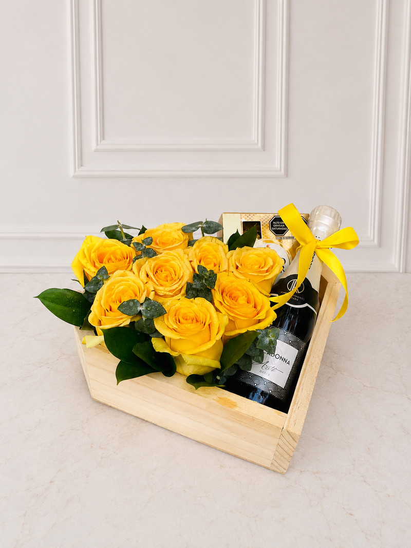Box Premium Rosas Amarillas & Riccadonna