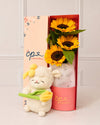 Pack Caja Girasoles y Peluche Tulipan