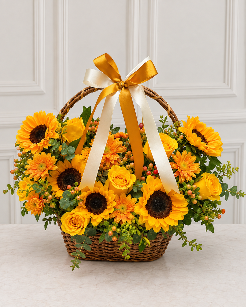 Canasta Primaveral de Girasoles