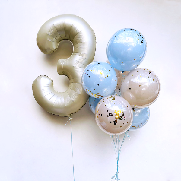 Bouquet globos celeste y Números