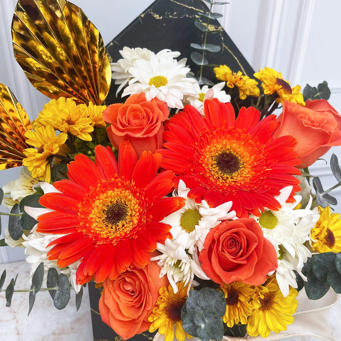 Box Floral Naranja & Dorado