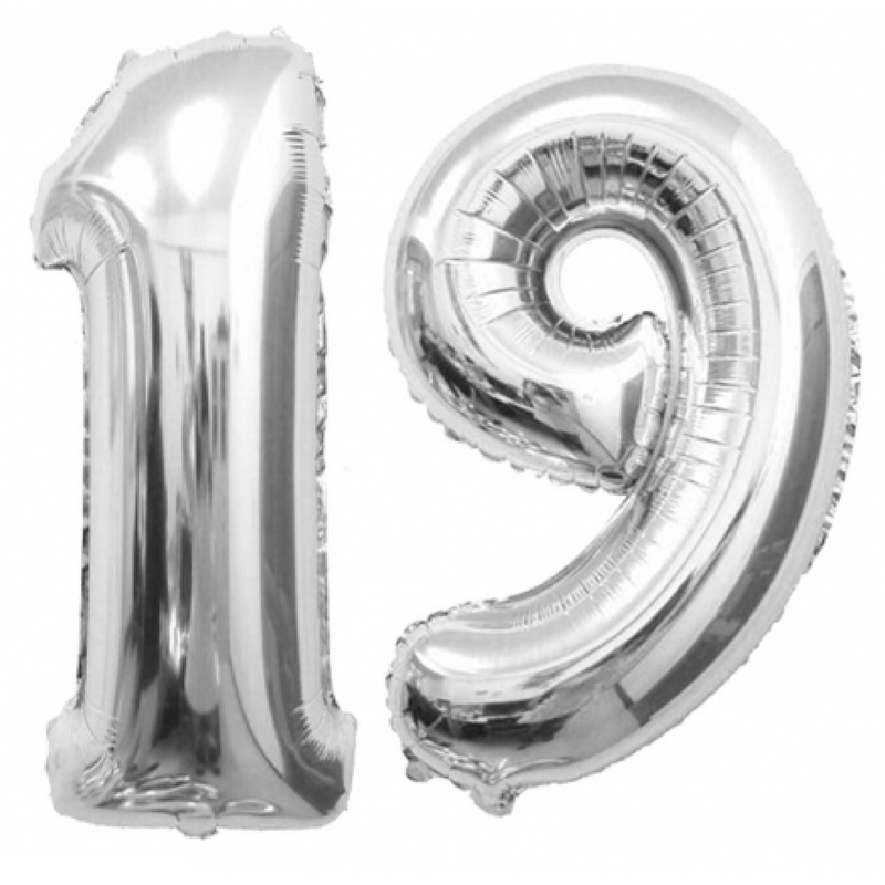 DOS GLOBOS NÚMERO PLATEADO (N30)