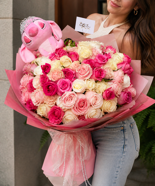 Ramo Buchón 100 Rosas rosadas