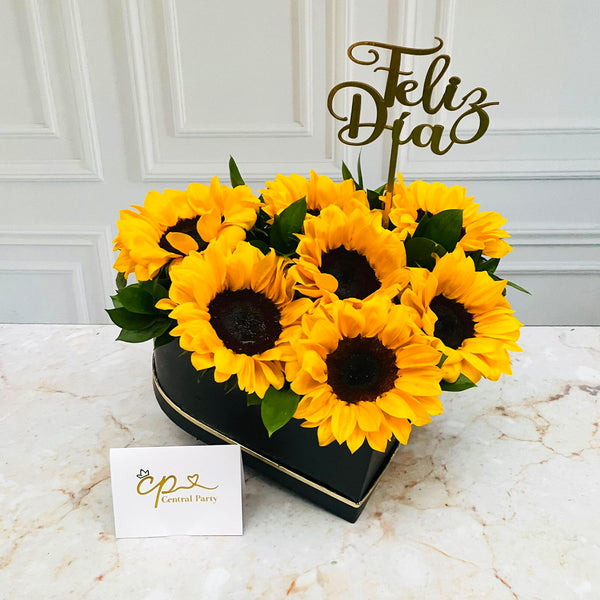 Box Corazón 7 Girasoles