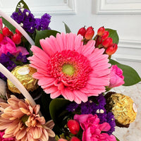 Canasta Flores y Lirio fucsia