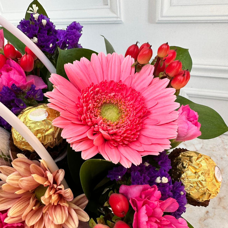 Canasta Flores y Lirio fucsia