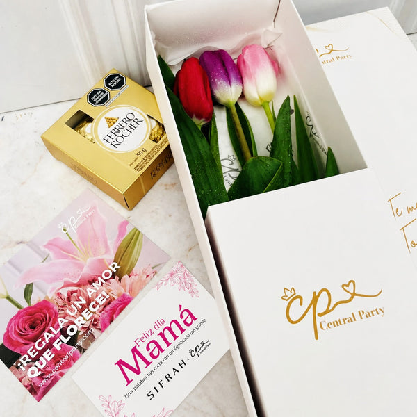 Caja de 3 Tulipanes colores
