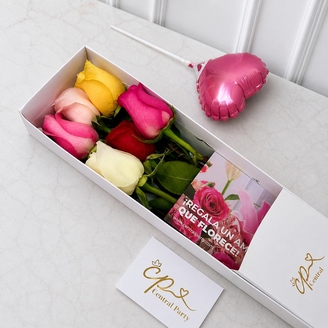 Caja de 6 Rosas Colores