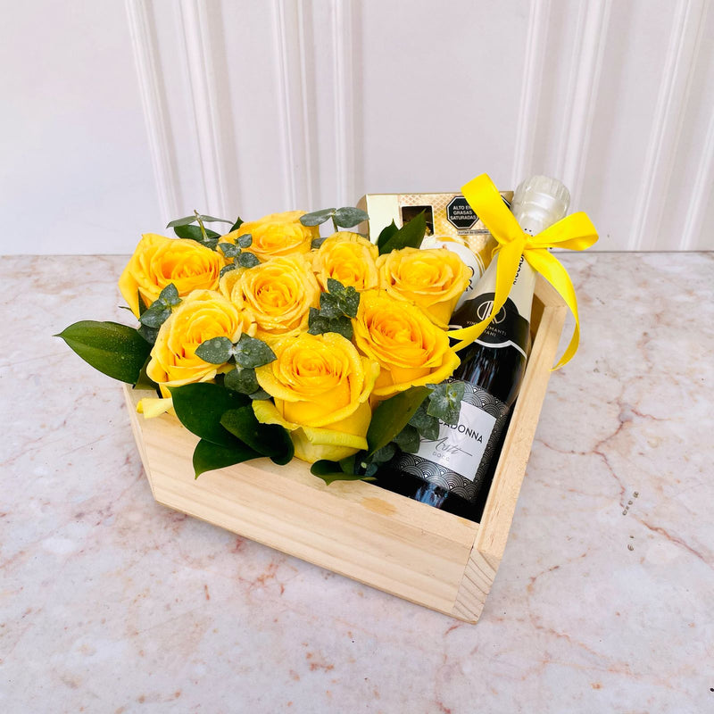 Box Premium Rosas Amarillas & Riccadonna