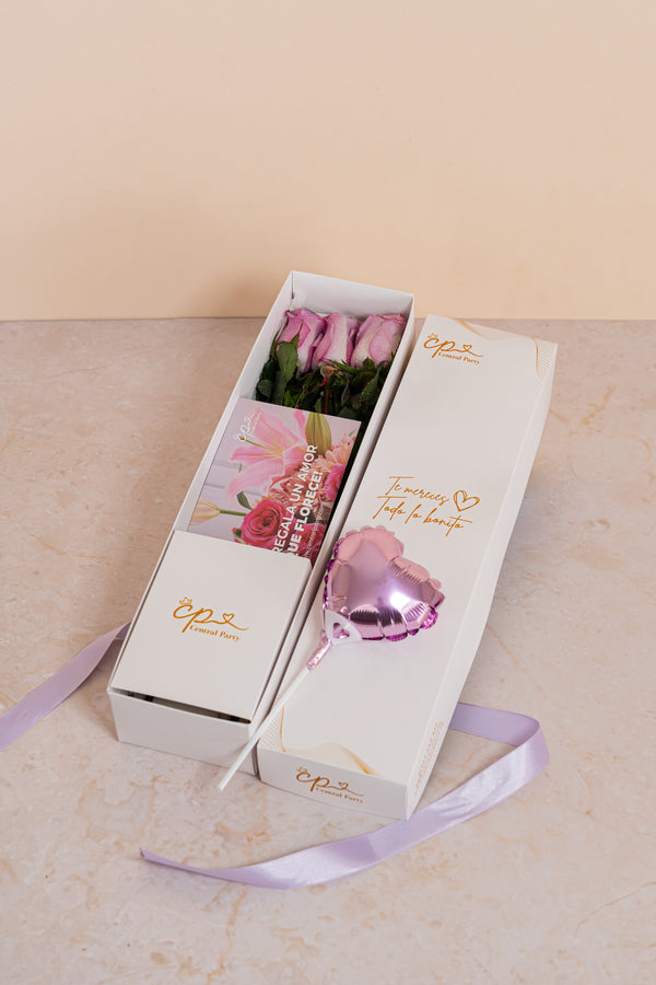 Caja de Rosas Lilas