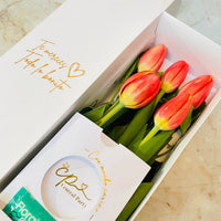 Caja de 5 Tulipanes Naranjas